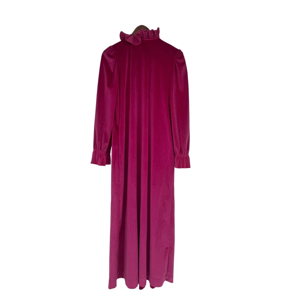 Vintage Gilligan O'Malley Robe Velvet Women S Pink Ruffle Victorian Regency 80s